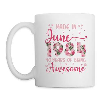 Juin 1984 Cadeau Anniversaire 40 Ans Pour Femme - Mug blanc - blanc - Gauche