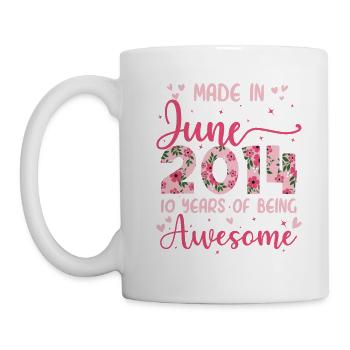 Juni 2014 Geschenk zum 10-jährigen Jubiläum für Mädchen - Tasse - Weiß - Links