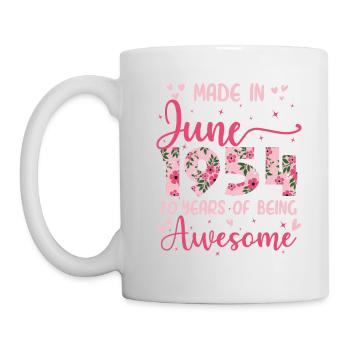 Juin 1954 Cadeau Anniversaire 70 Ans Pour Femme - Mug blanc - blanc - Gauche