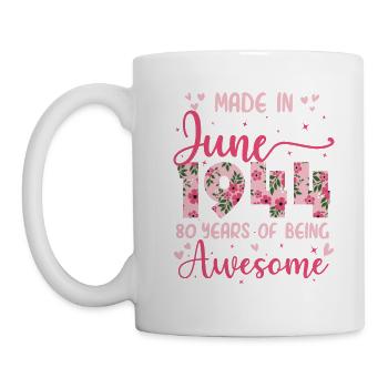 Juin 1944 Cadeau Anniversaire 80 Ans Pour Femme - Mug blanc - blanc - Gauche