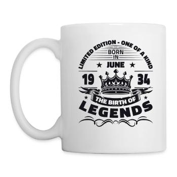 Legende Juni 1934 Jahrgang 1934 Geburtstag 1934 - Tasse - Weiß - Links