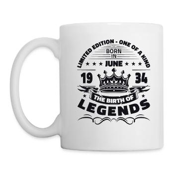 Original Juni 1934 Jahrgang 1934 Geburtstag 1934 - Tasse - Weiß - Links