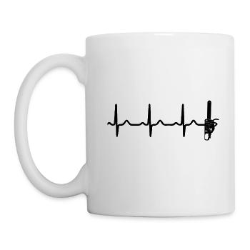 chainsaw, heartbeat, lumberjack, lumberjack, lumberjack, lumber - Mug - white - Left