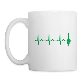 chainsaw, heartbeat, lumberjack, lumberjack, lumberjack, lumber - Mug - white - Left