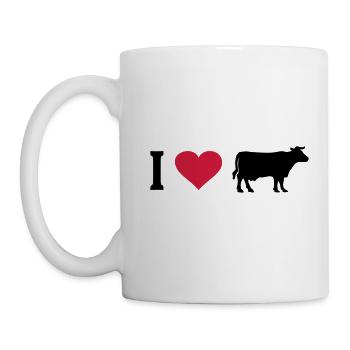 Kuh Kühe Herz I Love Bauernhof Bauer Landwirt Rind - Tasse - Weiß - Links