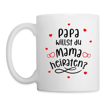 Papa willst du Mama heiraten? Süßer Heiratsantrag. - Tasse - Weiß - Links
