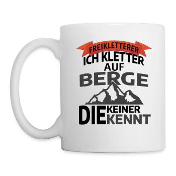 FREIKLETTERN - klettern - berge - keiner kennt - Tasse - Weiß - Links