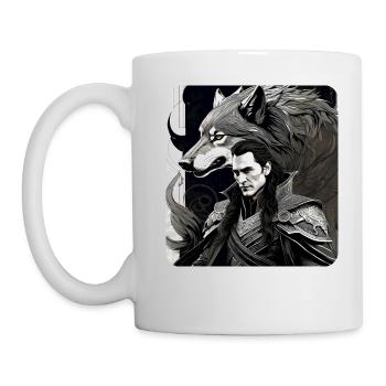 Loki mit Fenris Wolf Asgard Ragnarok - Tasse - Weiß - Links