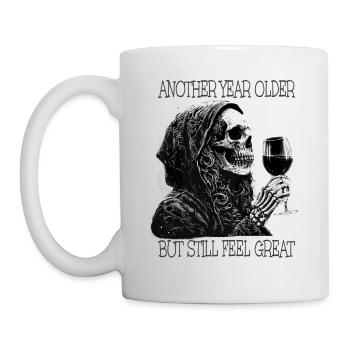 Birthday Wine Drinking Skeleton - Mug - white - Left