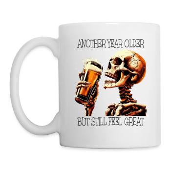 Birthday Beer Drinking Skeleton - Mug - white - Left