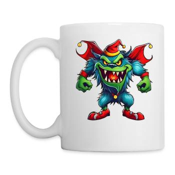 Ugly Christmas Monster with Santa Hat - Mug - white - Left