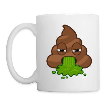 Kotzender Scheißhaufen Emoji - Tasse - Weiß - Links