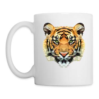 Tiger polygon wild lion gift idea - Mug - white - Left