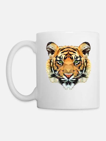 Tiger Polygon wild Löwe Geschenkidee - Tasse - Weiß