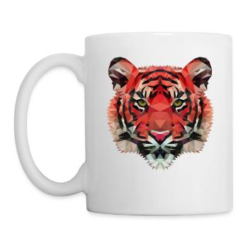 Tiger polygon wild lion red cat of prey gift - Mug - white - Left