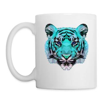 Tiger Polygon Wild Lion Gift Idea - Mug - white - Left