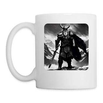 Stolzer Wikinger mit Hörner Helm Berserker Thor - Tasse - Weiß - Links