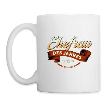Ehefrau des Jahres RAHMENLOS Geschenk - Tasse - Weiß - Links