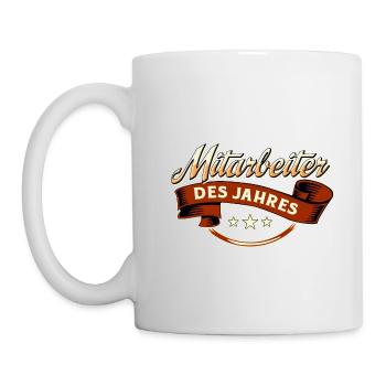 Mitarbeiter des Jahres RAHMENLOS Geschenk - Tasse - Weiß - Links