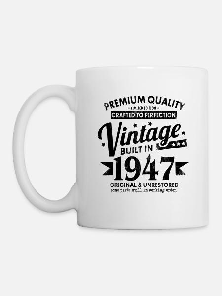 VINTAGE BUILT IN 1947 COOL 75TH BIRTHDAY GIFT - Mug - white