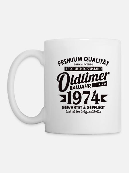 OLDTIMER 1974 LUSTIG 47 JAHRE GEBURTSTAG GESCHENK - Tasse - Weiß