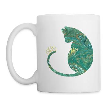 cat and bike e 71 - Mug - white - Left