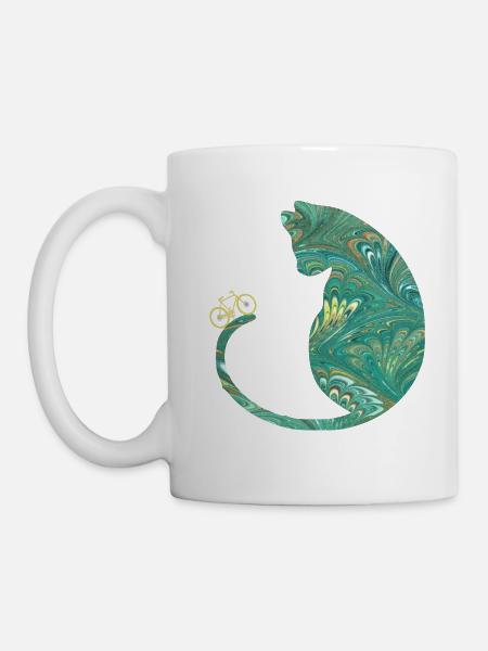 chat et vélo e 71 - Mug blanc - blanc