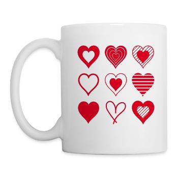 Rote Herzen - Tasse - Weiß - Links