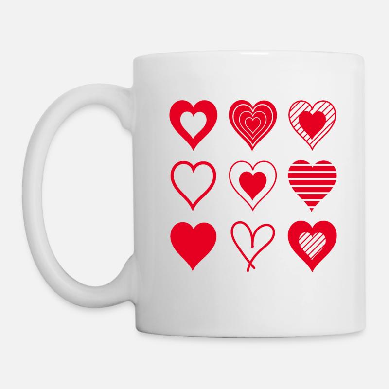 Red Hearts - Mug - white