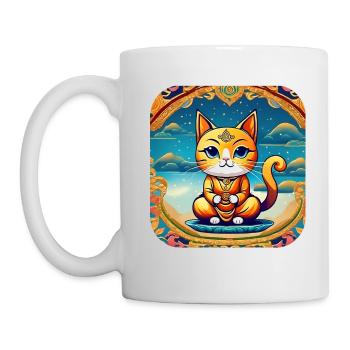 Chat mignon en position de yoga de Bouddha - Mug blanc - blanc - Gauche