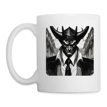 Diable élégant avec costume et cravate - Mug blanc - blanc - Gauche