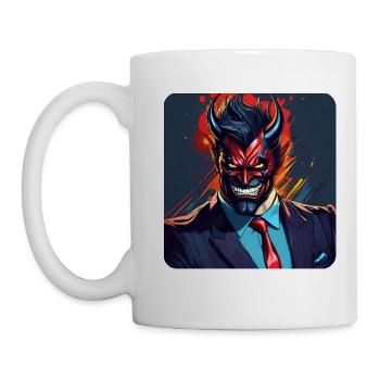 Eleganter Teufel mit Anzug und Krawatte - Tasse - Weiß - Links