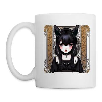 Mystérieuse fille gothique cool - Mug blanc - blanc - Gauche