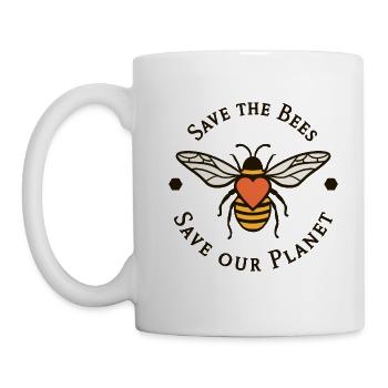 Rettet die Bienen Rettet unseren Planeten - Tasse - Weiß - Links