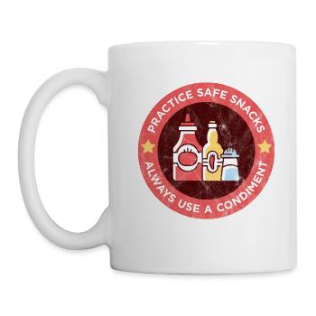 Üben Sie sichere Snacks Verwenden Sie immer ein Gewürz - Tasse - Weiß - Links