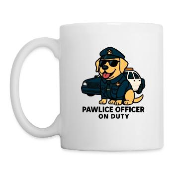 Pawlice Officer – Lustiger Polizeihund - Tasse - Weiß - Links