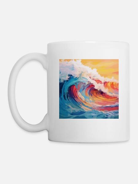 The Wave - T-Shirt Design Retro - Mug - white
