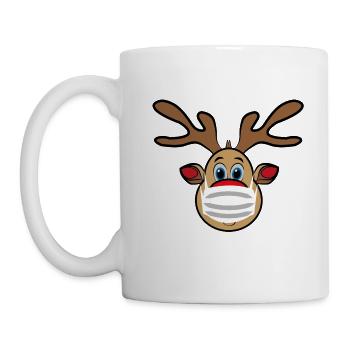 Ugly Xmas Rudi Reindeer mit Maske - Tasse - Weiß - Links