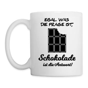 Schokolade ist die Antwort Spruch Weisheit - Tasse - Weiß - Links