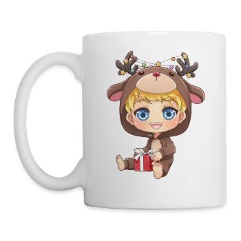 Mosbies Xmas Renntier Hirsch Elch Otaku Geschenk - Tasse - Weiß - Links