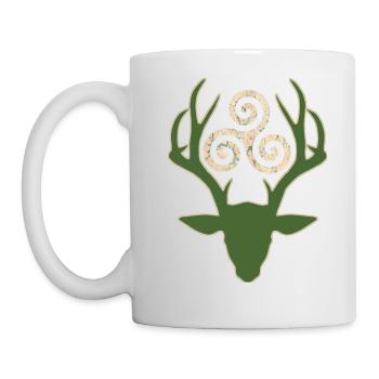 keltisches symbol 1 e 1 mit hirsch - Tasse - Weiß - Links
