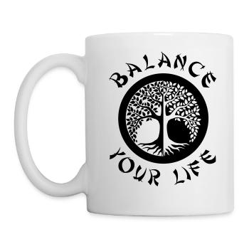 Arbre de vie Yin Yang Balance | Arbre de la vie - Mug blanc - blanc - Gauche