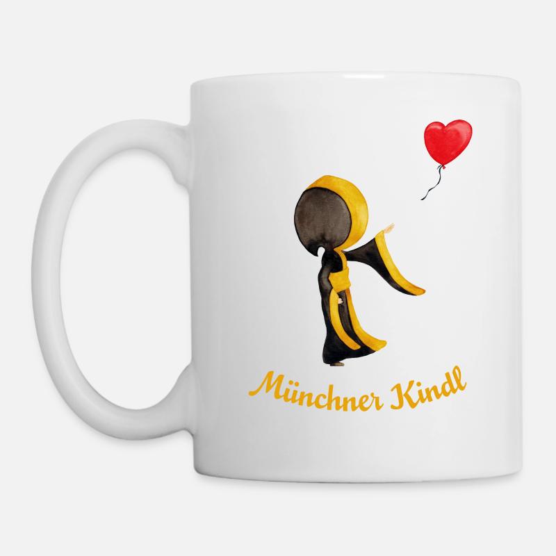 Münchner Kindl mit Herz-Luftballon - Tasse - Weiß