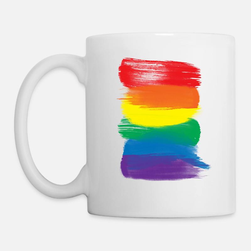 Pride-Malstriche - Pride-Regenbogenfahne - Tasse - Weiß