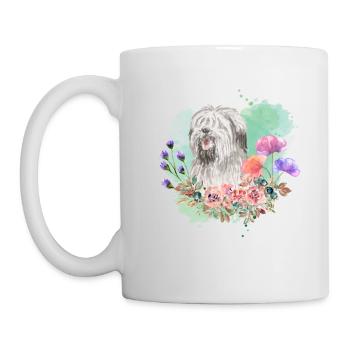 Briard Cottagecore Wasserfarben Blumen - Tasse - Weiß - Links