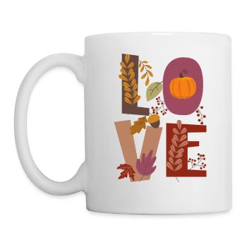 Amour Amour Automne Gratitude Citrouille - Mug blanc - blanc - Gauche