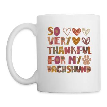 Thankful for my Dackel Hund Herbst Dankbarkeit - Tasse - Weiß - Links