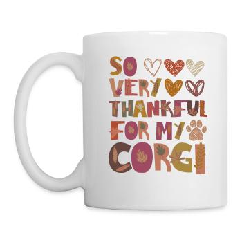 Thankful for my Corgi Hund Herbst Dankbarkeit - Tasse - Weiß - Links
