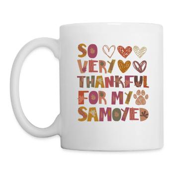 Reconnaissant pour ma gratitude d’automne de chien Samoyède - Mug blanc - blanc - Gauche