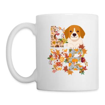 süßer Beagle Hund Herbst Dankbarkeit Liebe - Tasse - Weiß - Links